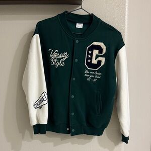 Zara boys’ Green and White Varsity Jacket